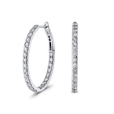 White Gold Inverted Oval Diamond Hoop Earrings (2.30ct) - Dracakis Jewellers